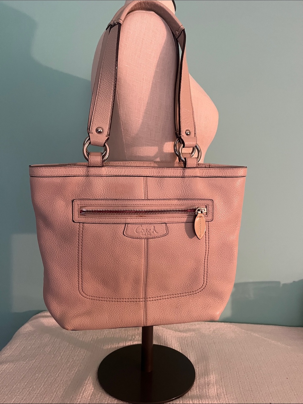 Coach beige  Pebbled Leather Tote